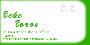 beke boros business card